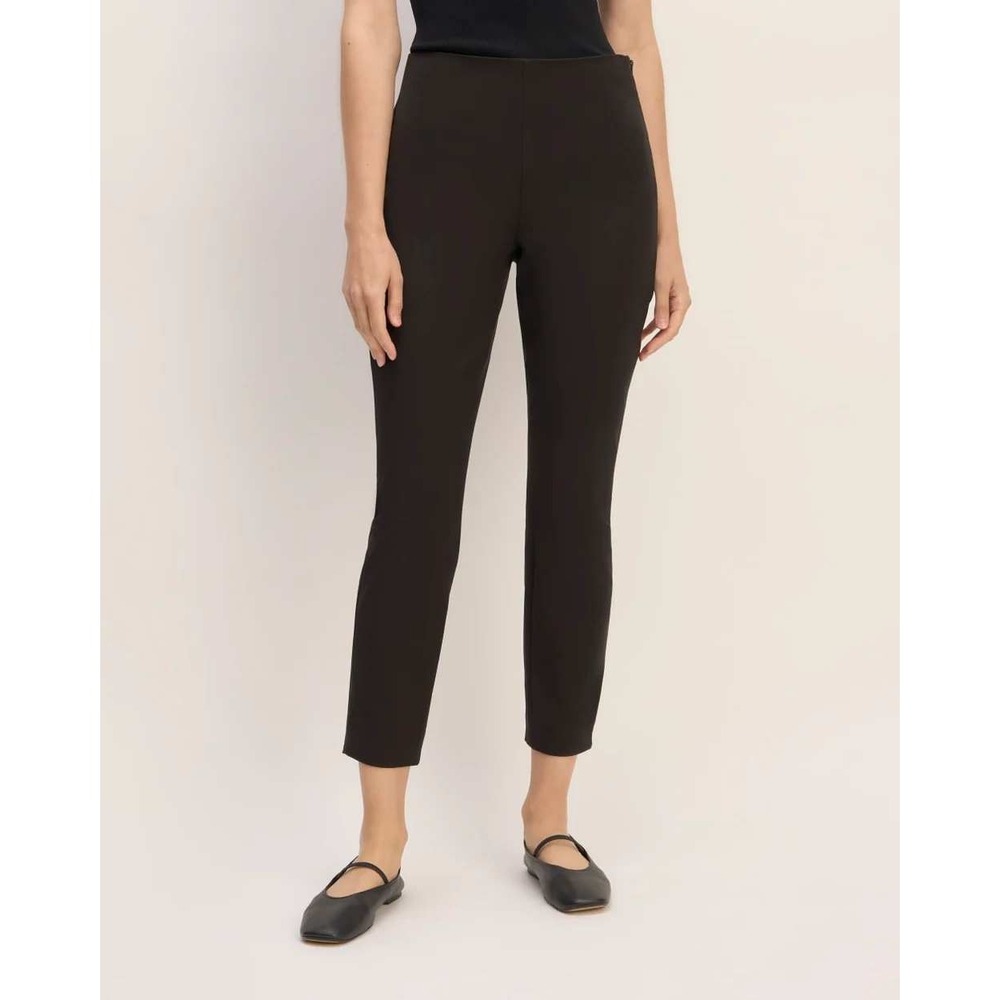 Everlane 8 The Bi-Stretch Work Pant Black Mid Rise Slim Ankle Exposed Side Zip
